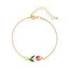 Charm Bracelets Tulip Flower Bracelet For Women Light Luxury Versatile Elegant Chain Adjustable Trendy Jewelry Accessories G H1A6