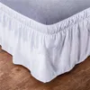 Fast färg elastisk säng ruffles säng kjol wrap runt stil lätt passform 15 tum damm ruffle bädd kjolar hörn bleknar resistenta 240202