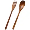 Forks Multifunction Wooden Fork And Spoon Flatware Tableware Multi-function Appetizer