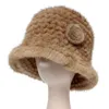 Berets Marca Moda Senhora Real Chapéu Inverno Mulheres Quentes Natural Caps Mão Malha Casual Autêntico Balde