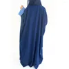 Vêtements ethniques Automne Hiver Abaya avec écharpe 2024 Robe Hijab Épissage Réversible Femme Musulmane Kimono Cardigan Robe Ramadan Islam Vêtements