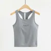 Yoga-outfit Lu Racerback tanktops Dames Fiess Mouwloos zomersportvest Ademend Cami-shirts Slanke geribbelde hardloopgym Crop Ingebouwde bh-top