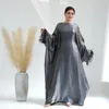 Roupas étnicas Festa Abaya Vestido Longo para Mulheres Muçulmanas Penas Bat Manga Islâmica Dubai Turquia Vestidos de Noite Dentro do Cinto Kaftan Robe