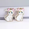 Charms 10pcs Anime Moon Cat Enamel Metal Cute Cats Earring Keychain Pendant Making Diy Cartoon Pop Jewelry Accessory