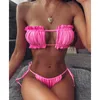 Party Decoration Bikini Sexy 2024Costume Da Bagno A Fascia Pieghettato Costumi Femminili Mini Perizoma Set Bagnante Nuoto