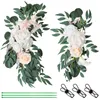 Dekorativa blommor soffa vägg hängande konstgjord blomma silk pion rose vinge sovrum dekoration röd rosor grön växt krans