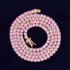 Naszyjnik RTS Tennis 3mm 16 18 20 22 24 30 Lab Pink Diamond C Out Hip Hop Tennis Chain Naszyjnik