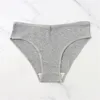 Kvinnors trosor 3st enkla bomullsunderkläder för kvinnor Ribbed solid färgkomfort brister damer elastiska andningsbara sportbikini m-xxl