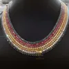 Hot Selling Iced Out Jewelry 3mm 4mm Moissanite Tennis Chain Colorful Blue Sterling Silver Tennis Necklace