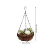Decorative Flowers Simulated Rose Coconut Palm Hanging Basket Wall Artificial With Coconuts Flowerpot