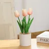 Fiori decorativi Tulipano artificiale Fiore Ornamenti bonsai Simulazione Bouquet falso in vaso per l'arredamento della scrivania della stanza dell'ufficio domestico