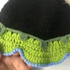 Berets Japanese Green Crochet Handmade Basin Hat Autumn And Winter Sweet Cute Ears Hollow Bucket Hats Mori Trend Fisherman Cap