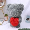 Dekoracyjne kwiaty kropla stojąca 40 cm niedźwiedzia róży sztuczny kwiat Teddy Rose Heart for Walentines Wedding Christmas Prezenty