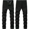 Denim Jeans Design Fashion Lacquer Foot Casual Pants Stretch Regular Fit Black Long Jeans Men's Four Season Plus Size 240118