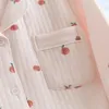 日本語スタイルの秋と冬の長袖のズボン純粋な綿エアコットンウォームレディースパジャマホームサービススリープウェア240202