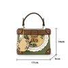 Evening Bags Light Luxury Leather Women's Handbag Retro National Style Color Painting Art Box Bag 2024 Single Shoulder Satchels