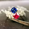 Cluster Rings JY2024 No.0780 Pure 18K Gold Natural Ruby Sapphire Emerald Gemstones 0.44ct Female's Wedding Diamonds Fine