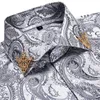 Moda paisley çiçek erkek gömlek gümüş beyaz iş rahat uzun kollu sosyal yaka gömlek marka erkek düğme bluzları 240127