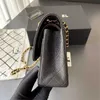 Caviar clássico 10a designer de ouro 25cm saco sacos mulheres corrente carteira aleta preto bolsa ombro luxo satchel 1112