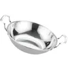 Casseroles rondes en acier inoxydable, accessoire de cuisine, marmite pour ustensiles de cuisine, Shabu-shabu, fournitures de poêles lisses, Wok en acier à usage quotidien