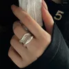 Anéis de cluster de alta qualidade na moda pedra preta linha dupla 925 prata esterlina feminino anel jóias para mulheres presentes de festa sem desbotamento