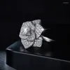 Pierścienie klastra BoeyCjr 925 Silver Camellia Design Nature Inspired D Color Moissanite VVS1 1,76CT Całkowity pierścionek zaręczynowy dla kobiet
