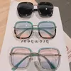 Zonnebril Vintage Kleurverloop Frame Groen Helder Voor Dames 2024 Mode Oversized Legering Elegante Zonnebril Vrouwelijke Tinten