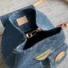 Denim Canvas Rucksack Designer -Umhängetasche 1: 1 Modeklappe Rucksack Cowboy -Handtasche mit Box LL1005