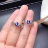 Cluster Rings Gift Natural And Real Sapphire 925 Sterling Silver Fine Jewelry