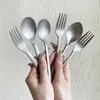 Servis uppsättningar Pure Titanium Spoon Hushåll som äter långt handtag Fork matsked utomhus bärbara bordsartiklar
