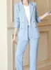 Mulheres primavera elegante blazer pantsuits escritório vintage casual formal negócio 2 peça conjunto feminino moda workwear calças terno 240202