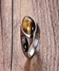 Men039s Anillo de titanio chapado en plata 925K Anillos de dedo de acero inoxidable con banda de piedra de ojo de tigre Ring4894001