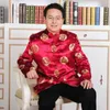Roupas étnicas Homens Mulheres Cetim Tang Roupas Manga Longa Jaqueta Estilo Chinês Ano Casaco Vintage Mão Botão Blusa Tradicional Top Vermelho