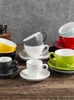 Ensemble de tasses et assiettes à café, ensemble de tasses et d'assiettes florales en céramique italienne émaillée de couleur, Cappuccino concentré, grande bouche dessinée