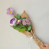 Dekorativa blommor Handgjorda vävda stickade blommor Wool Heart Decoration Valentins mors dag Bröllopspresenter för gäster virkade buketter