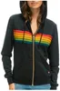 Rainbow Striped Long-Sleeved Women's Hoodies UNISEX Aviator Nation 5 Stripe Zip Hoodie Women Zip-Up Sweatshirt Long Sleeve Woman Boy's Streetwear Stylish 52