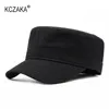 Varumärke Mens full stängd platt hatt Casual Cotton Plus Size Soft Top Military Cap för manliga monterade mössor 5658cm 5860cm 6062cm 240130