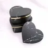 Mix 3 pezzi confezione regalo a forma di cuore scatola regalo in marmo bianco nero confezione di caramelle custodia per gioielli decorazione di nozze di San Valentino 240124