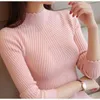 Pulls pour femmes automne hiver tricot à manches longues hauts demi col roulé volants pull pull pour femmes solide mince pull vente