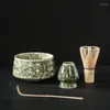 Ensembles de thé en céramique japonaise brillant vert Matcha bol Macha thé fouet Chawan Chasen support Scoop tamis tasse cérémonie coffret cadeau anniversaire