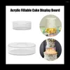 Jewelry Pouches 2Pcs Acrylic Fillable Cake Display Board Clear Round Stand Box For Wedding Birthday Party