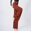 Scene Wear Double Latin Dance Pants Female Modern Straight Leg Training Brand Long High Maisted