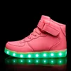 Детская обувь со светодиодной зарядкой USB, светящиеся кроссовки, детская светящаяся обувь с крючками и петлями для девочек и мальчиков, скейтборд, высокие кеды для бега, виды спорта 240119