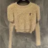 ビーズ刺繍セーターMIU Techフリースパーカーデザイナージャケットニットトップカジュアルシャツジッパーパーカーセーター