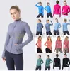 lululemens Women's Fitness Yoga Outfit Sports Lulus Jacket Stand-up Collar Half Zipper Long Sleeve Tight Yogas Shirt Gym Thumb Athtic Coat Gym Clothing