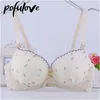 Soutien-gorge pour adolescente Style Lolita rose Push Up sous-vêtements en dentelle florale mignon doux Bralette avec armatures froncées Brasieres