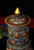 Dekorativa figurer 8 "Tibetansk Temple Collection Old Bronze Mosaic Gem Auspicious Eight Treasures Prayer Wheel Buddha Whee Scriptures Amulet