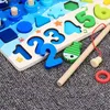 Montessori Educational Wooden Toys Numbers Matching Digital Shape Match Early Education Toy Children Busy Board Math Fishing 240202