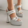 Sandalen Sexy Ontwerp Zomer Vrouwen Gesp Vis Mond Ondiepe Hoge Hakken Platform Sandalias Vrouwelijke Elegante Jurk Feestschoenen