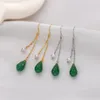 Серьги-подвески VENTFILLE, 925 проба, золото, серебро, цвет Hetian Jade для женщин и девочек, изумрудный жемчуг, винтажные ювелирные изделия, подарок, падение